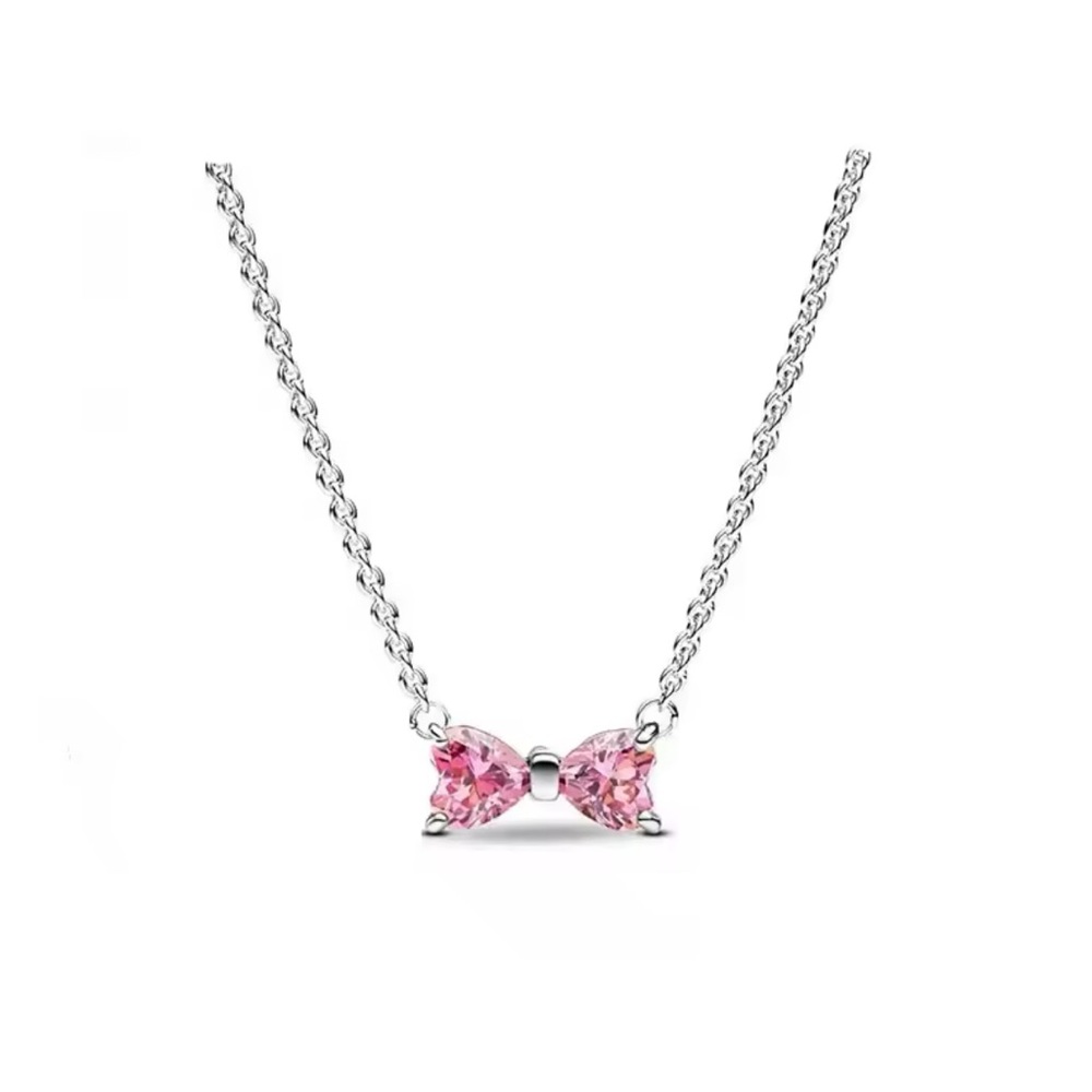 Elegant Pink Bow Necklace